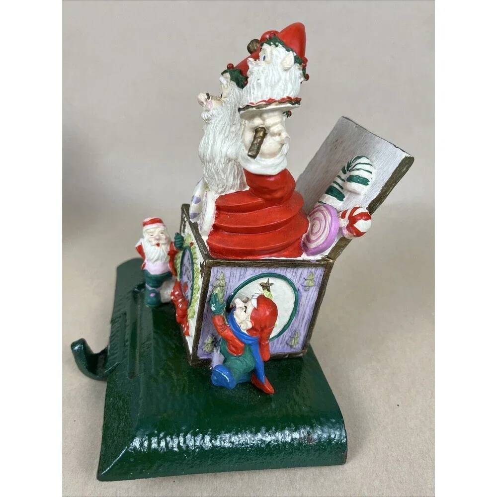Vintage‎ Giny Inc Cast Iron Santa In A Box Adjustable Christmas Stocking Holder